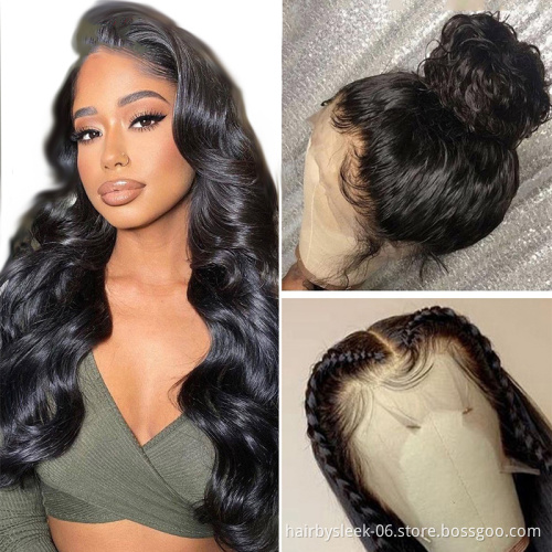 Body Wave Natural Black Color Pre-plucked 13x4 13x6 Lace Front Wigs HD Transparent Brazilian Human Hair wigs for black woman